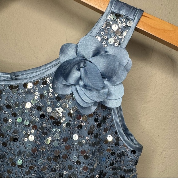 BISCOTTI Blue Sequin Tiered Special Occasion Dress Fancy Party Size 12 - Picture 4 of 16